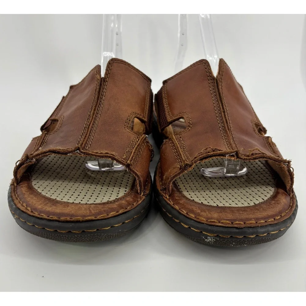 BORN Flores II Brown Leather Slide Sandals Men's 9 Comfort Cushioned Footbed